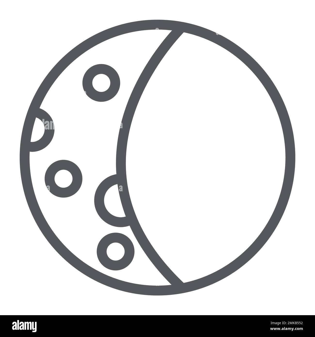 Icona della linea della luna piena, tempo e notte, segno lunare, grafica vettoriale, un motivo lineare su sfondo bianco, eps 10. Illustrazione Vettoriale