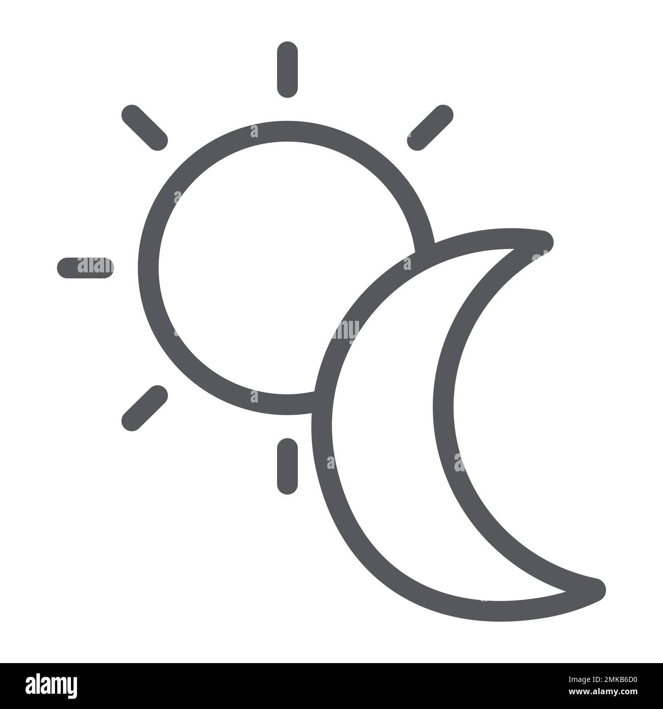 Icona della linea del sole e della luna, meteo e natura, segni diurni e notturni, grafica vettoriale, un motivo lineare su sfondo bianco, eps 10. Illustrazione Vettoriale