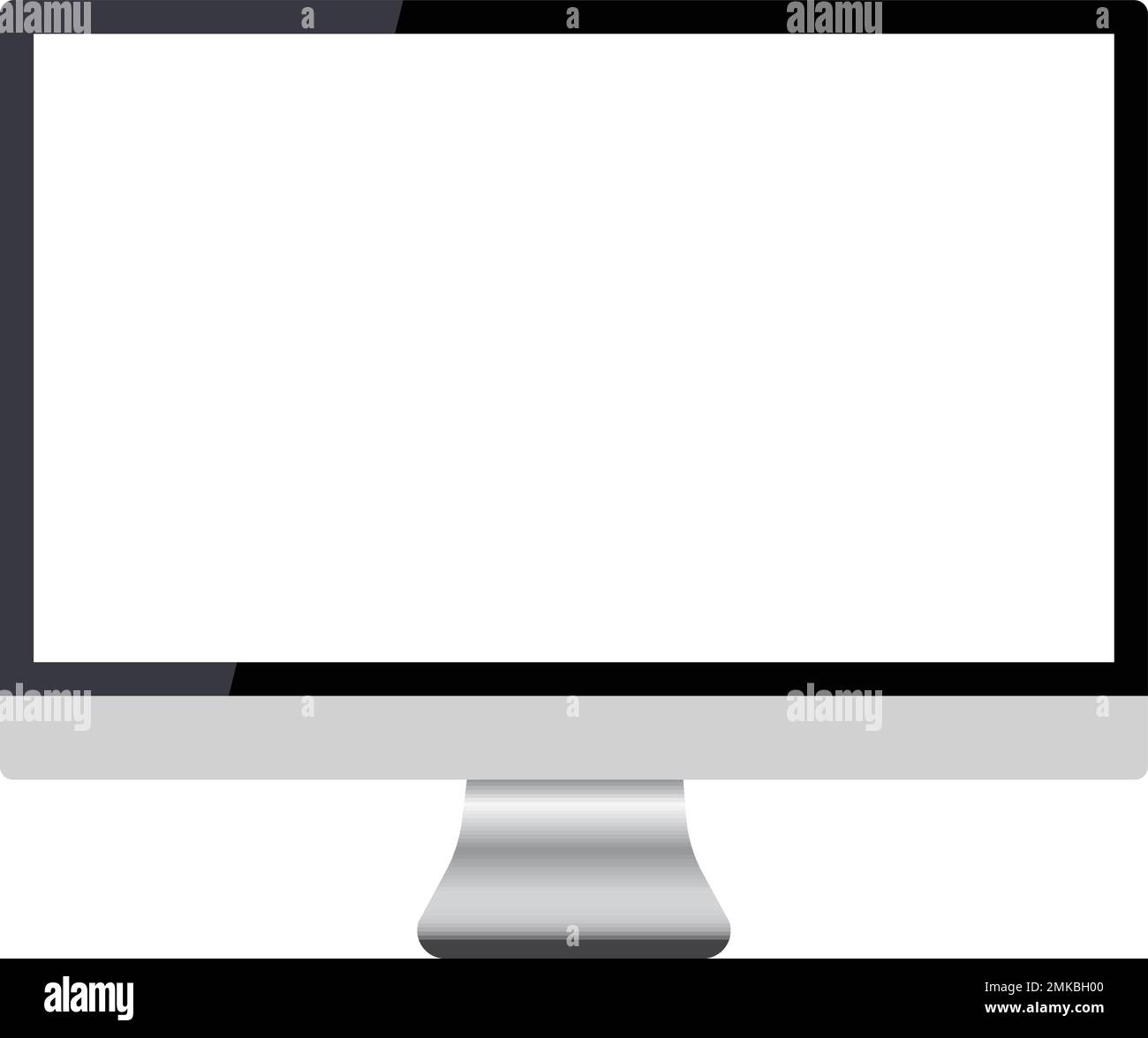 Immagine realistica del monitor LCD nero del computer con supporto argentato e schermo isolato trasparente vuoto. La TV si mock up Illustrazione Vettoriale