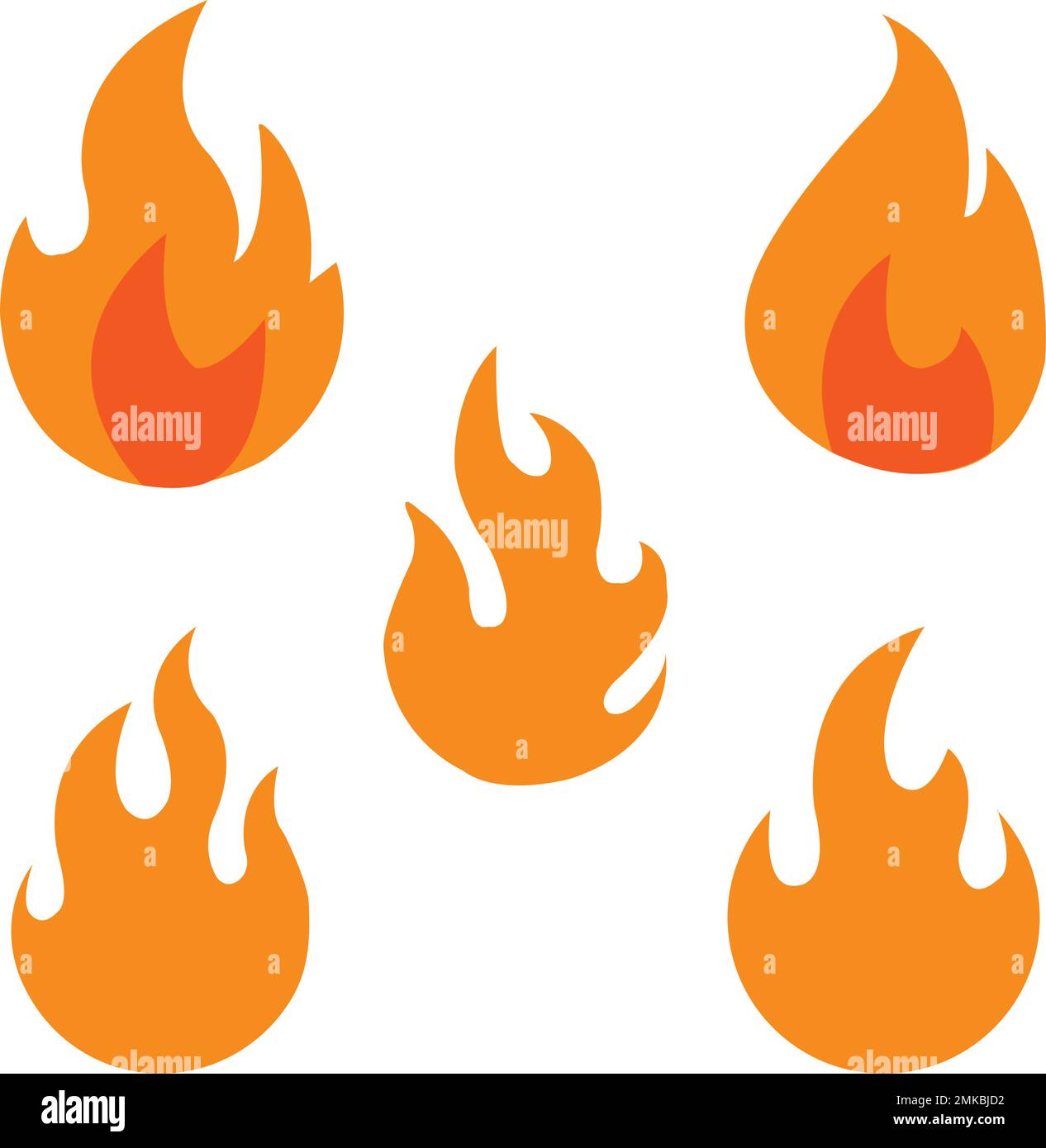 Set di icone fuoco per la progettazione. concetto fiamma, fuoco, icona, vettore di illustrazione in stile piatto Illustrazione Vettoriale
