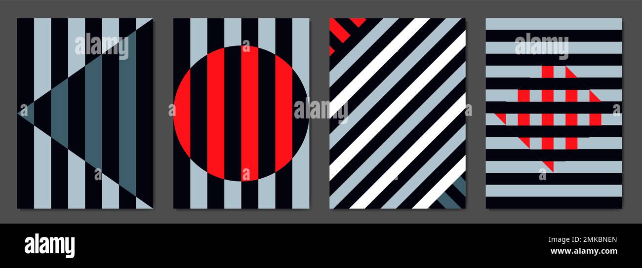 Set di coperture geometriche a blocchi colorati. Sfondi vettoriali. Illustrazione Vettoriale