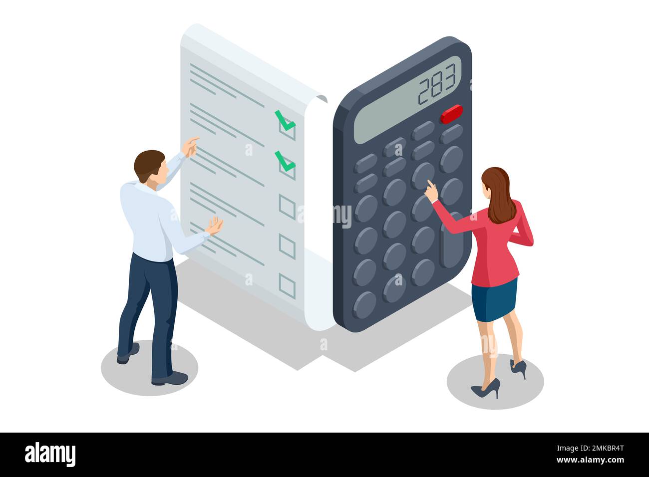 Concetto di risparmio economico isometrico. Servizio di pianificazione del budget familiare. Contabilità e fiscalità Illustrazione Vettoriale