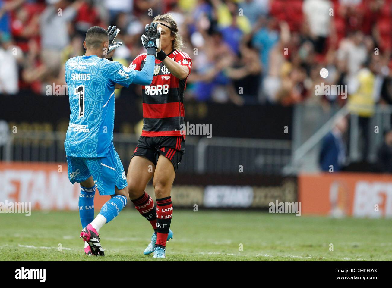 Brasilia, Brasile. 28th Jan, 2023. Santos e David Luiz do Flamengo, durante la partita tra Palmeiras e Flamengo per la finale 2023 Supercopa do Brasil, allo Stadio Mane Garrincha, questo Sabato, 28. 30761 (Adalberto Marques/DiaEsportivo/SPP) Credit: SPP Sport Press Photo. /Alamy Live News Foto Stock