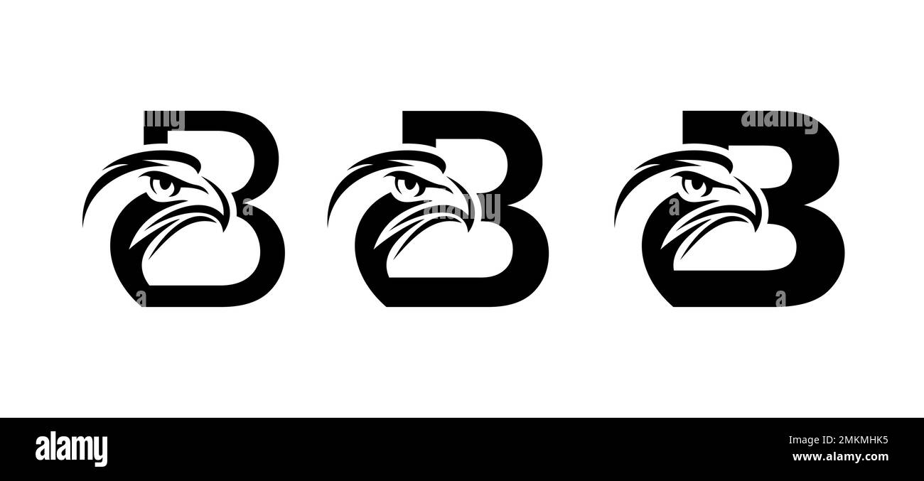 Un set di illustrazioni vettoriali di Monogram Eagle Logo lettera iniziale B Illustrazione Vettoriale