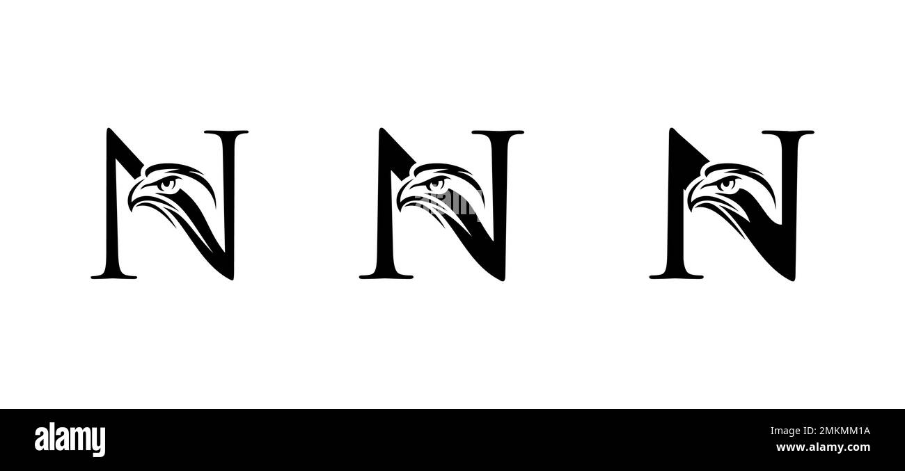 Un set di illustrazioni vettoriali di Monogram Eagle Logo lettera iniziale N Illustrazione Vettoriale