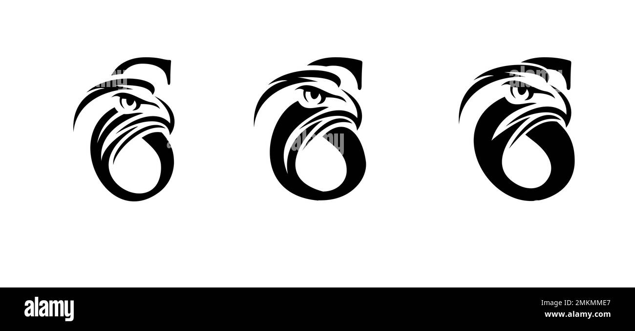 Un set di illustrazioni vettoriali di Monogramma Eagle Logo lettera iniziale S Illustrazione Vettoriale
