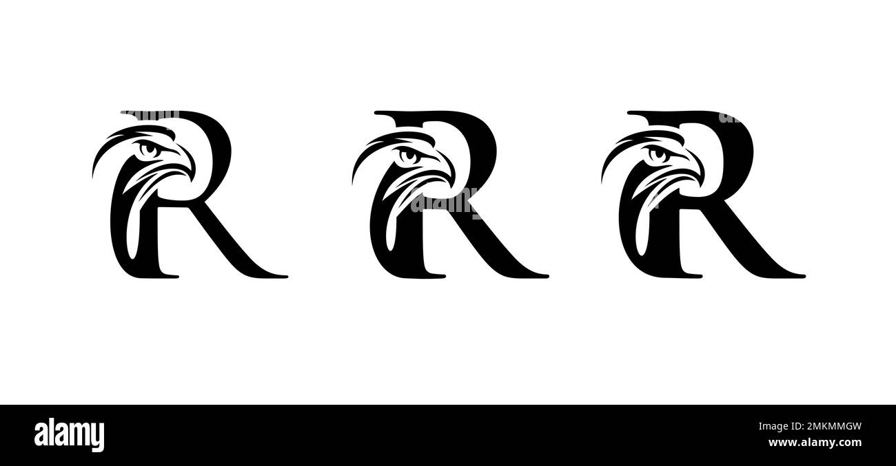 Un set di illustrazioni vettoriali di Monogram Eagle Logo lettera iniziale R Illustrazione Vettoriale