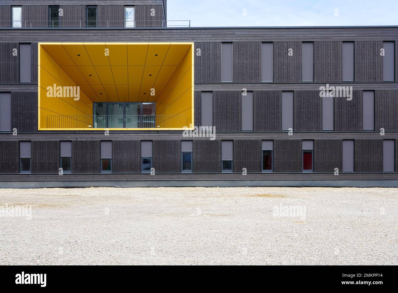 Il Music Box, un nuovo edificio per circa 50 sale per musicisti sul sito gas Plant di Augusta. La loggia può essere utilizzata dalle band per concerti. Foto Stock