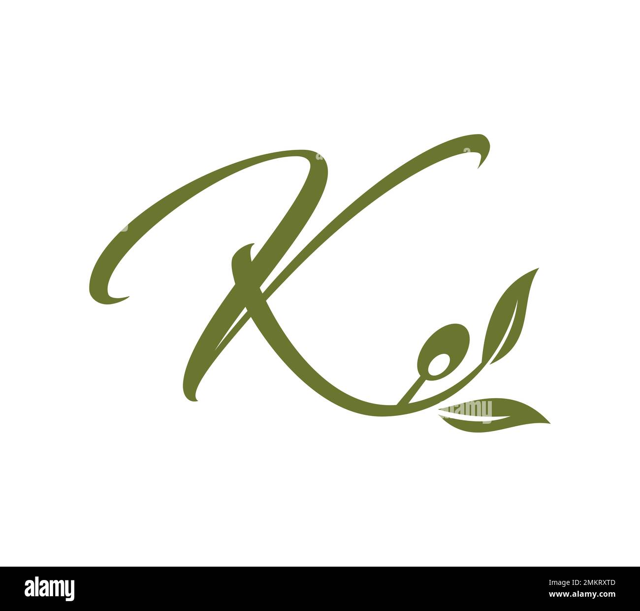 Un'illustrazione vettoriale del monogramma vite uva Logo iniziale lettera K Illustrazione Vettoriale