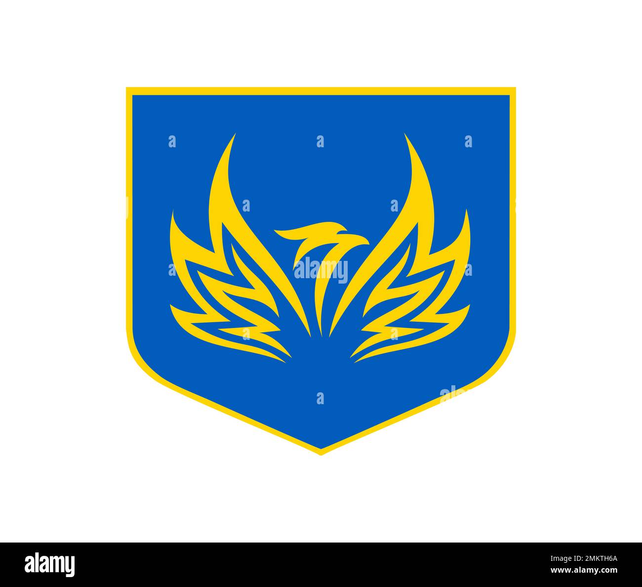 Un'illustrazione vettoriale di Eagle e Shield per Stand con segno di bandiera Ucraina Illustrazione Vettoriale