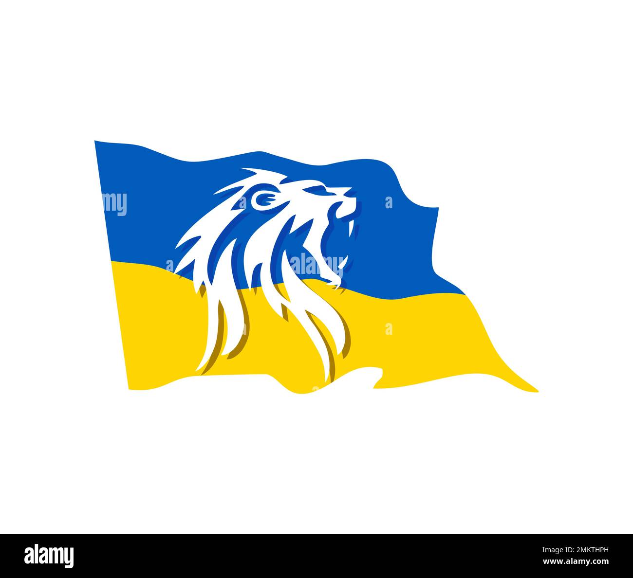Un'illustrazione vettoriale di Lion Roar per Stand con segno di bandiera ucraina Illustrazione Vettoriale
