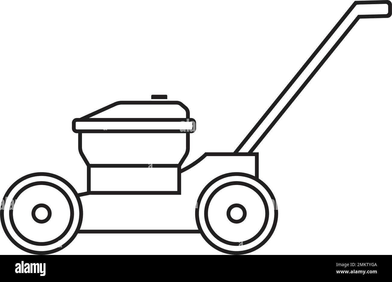 icona vettoriale del rasaerba disegno semplice Illustrazione Vettoriale