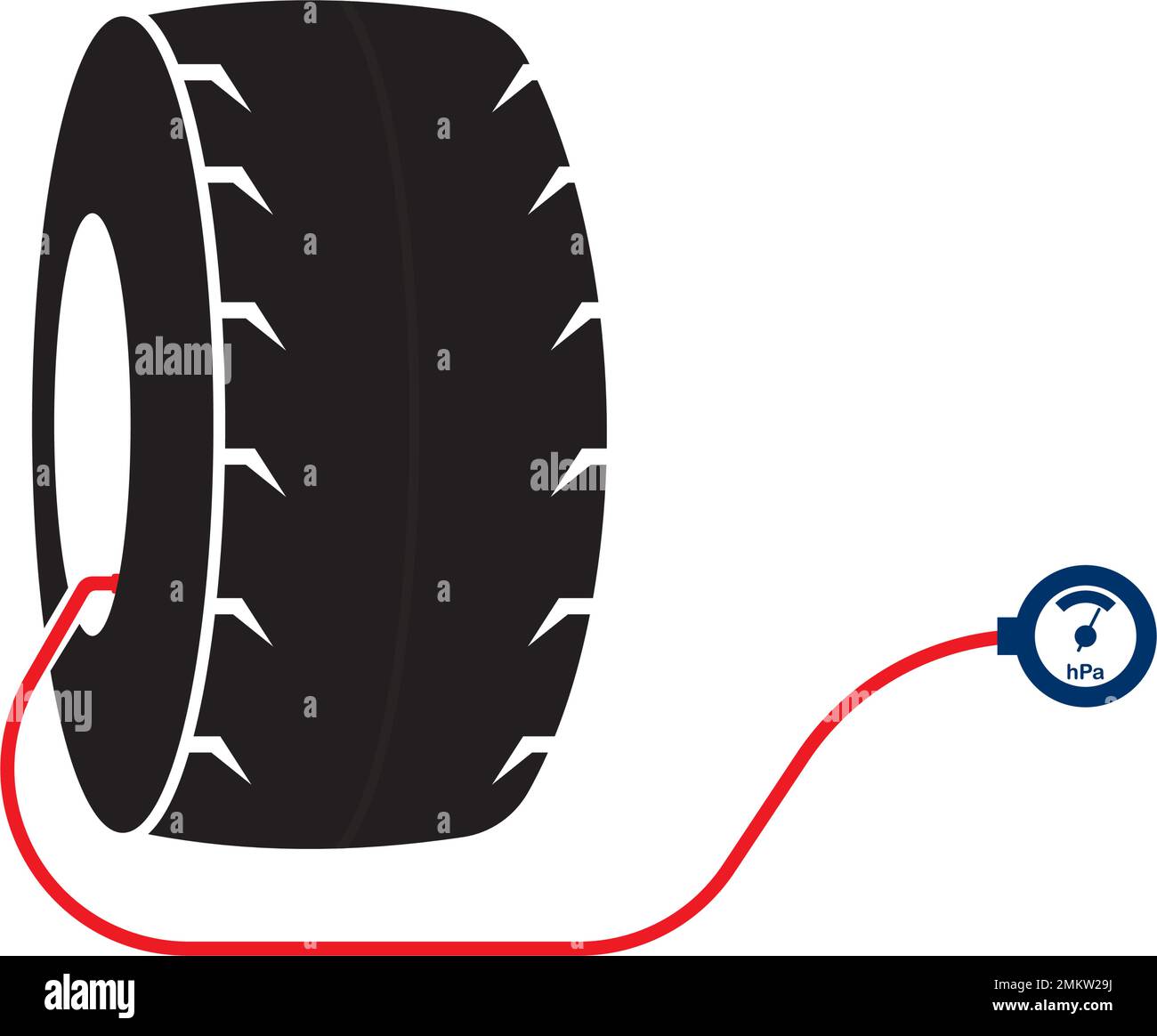 Icona del manometro della pressione degli pneumatici.ruota per auto con logo a illustrazione del manometro. Illustrazione Vettoriale