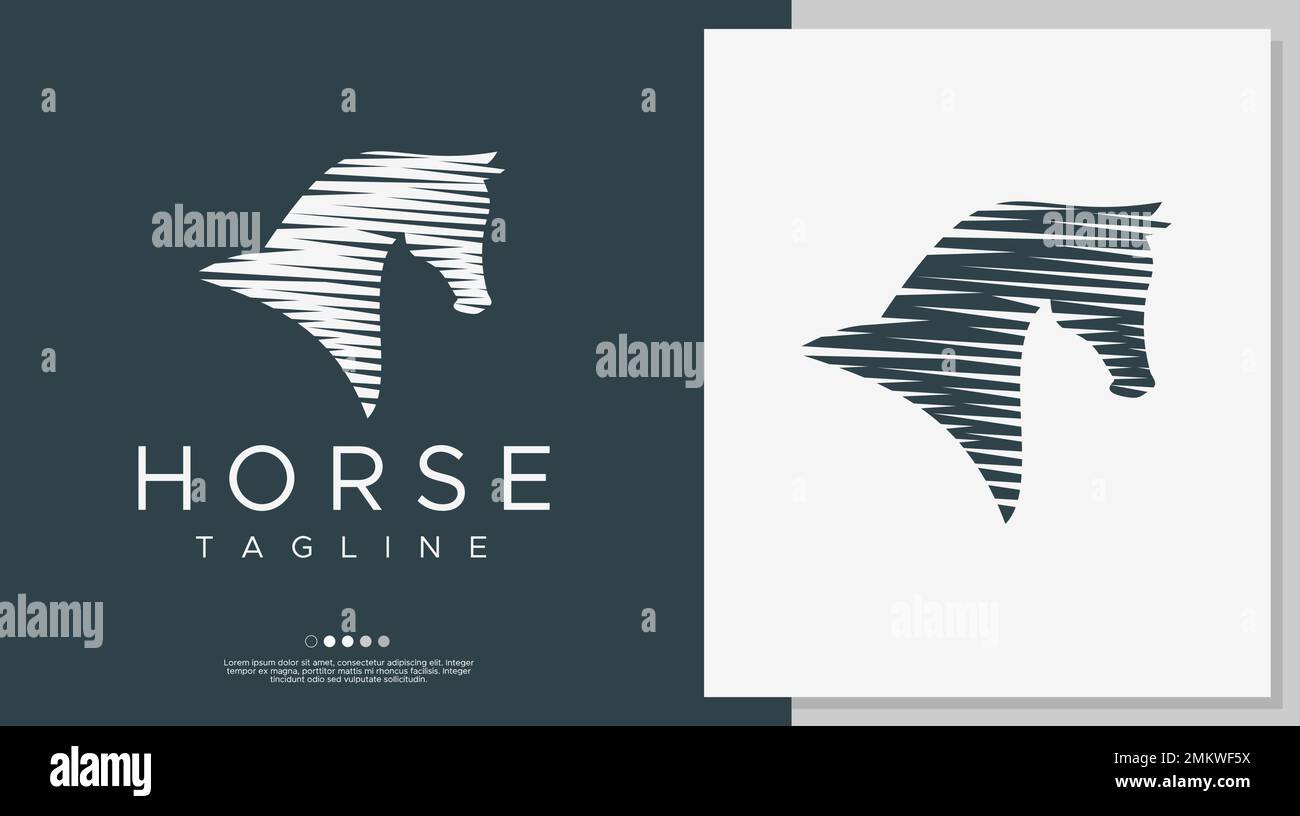 Modello vintage con logo a testa di cavallo. Vettore logo testa di cavallo. Illustrazione Vettoriale