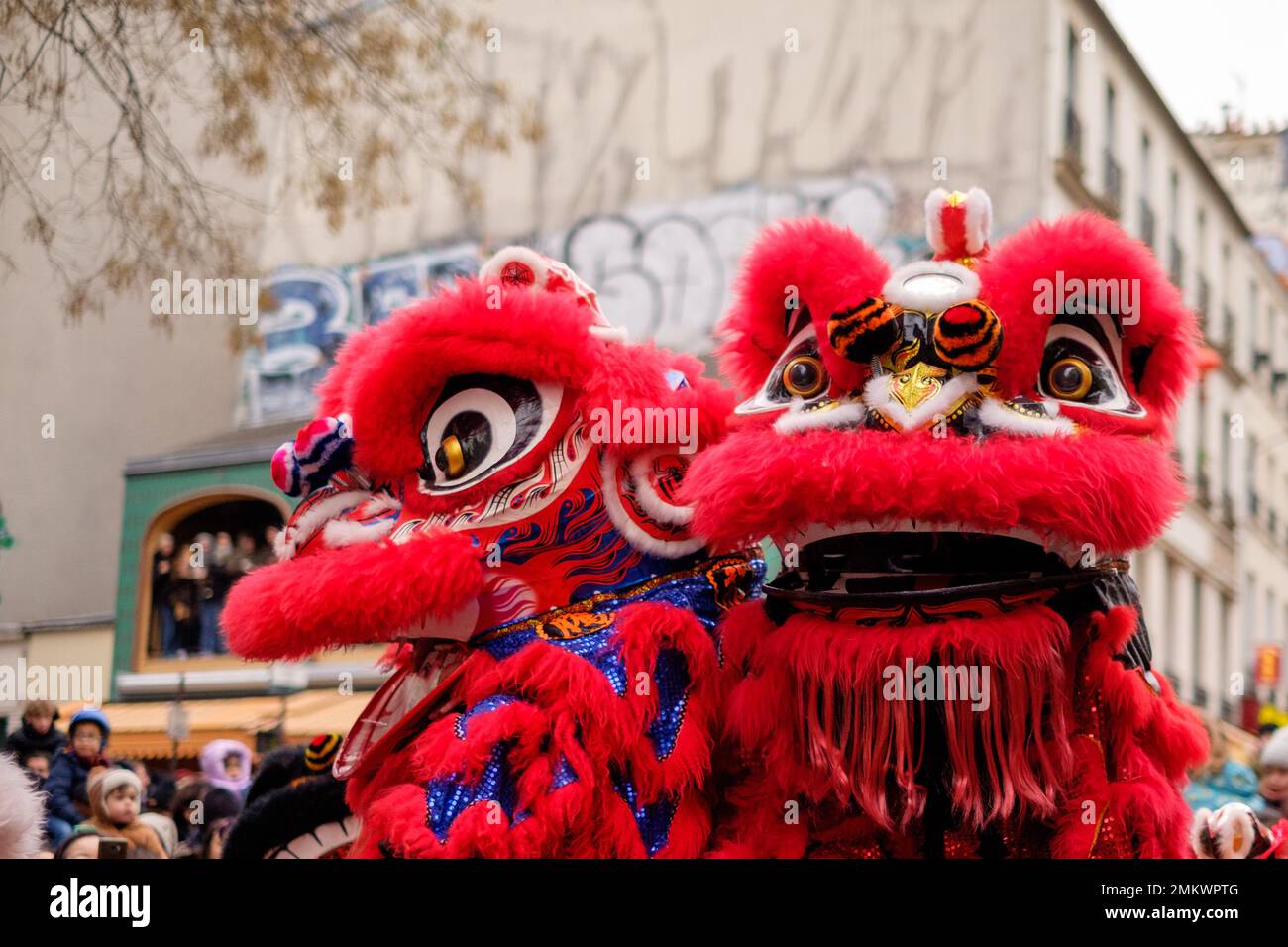 Parigi, Francia - Gennaio 28 2023, Capodanno cinese a Belleville Foto Stock