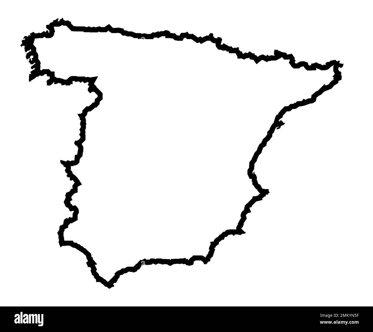 Silhouette a delineare la mappa del paese UE di Spagna Foto Stock