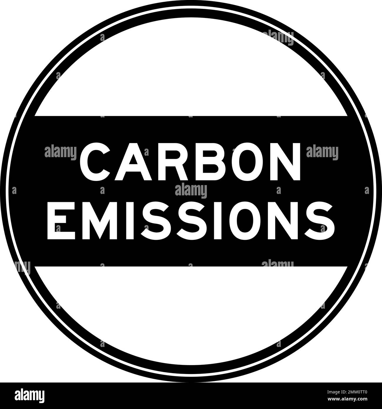 Adesivo a tenuta circolare di colore nero in parola emissioni di carbonio su sfondo bianco Illustrazione Vettoriale