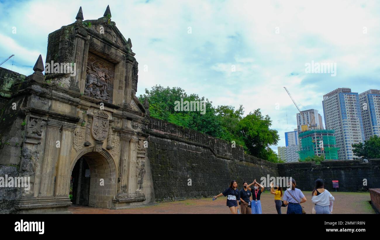 Fort Santiago è una cittadella costruita per la prima volta dal conquistador spagnolo, Miguel López de Legazpi per la nuova città fondata di Manila, le Filippine Foto Stock