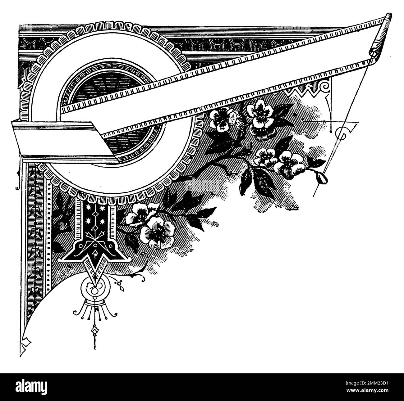 Antica illustrazione di ornamento floreale. Pubblicato in Proben-Album, Buchdruckerei Julius Klinkhardt, Lipsia, Germania (1881). Foto Stock
