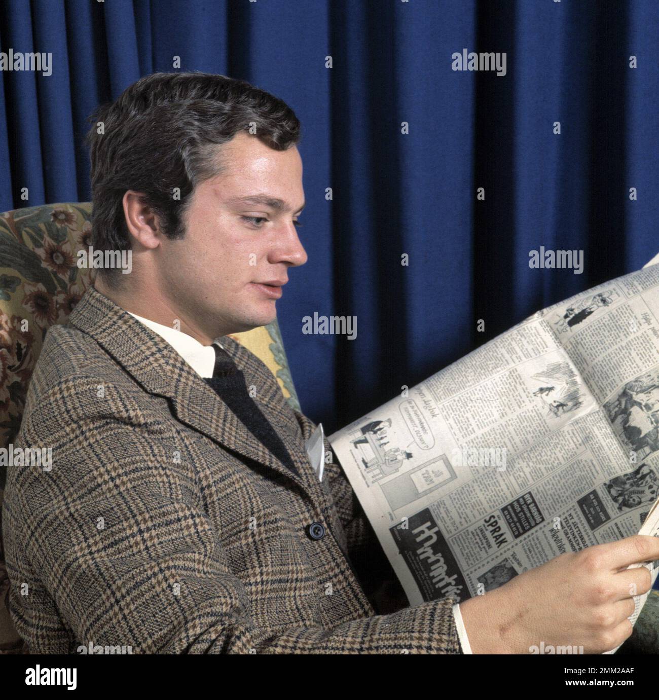 Carl XVI Gustaf, re di Svezia. Nato il 30 aprile 1946. Nella foto mentre era principe della corona, nel suo appartamento dello studente. 1968 Foto Stock