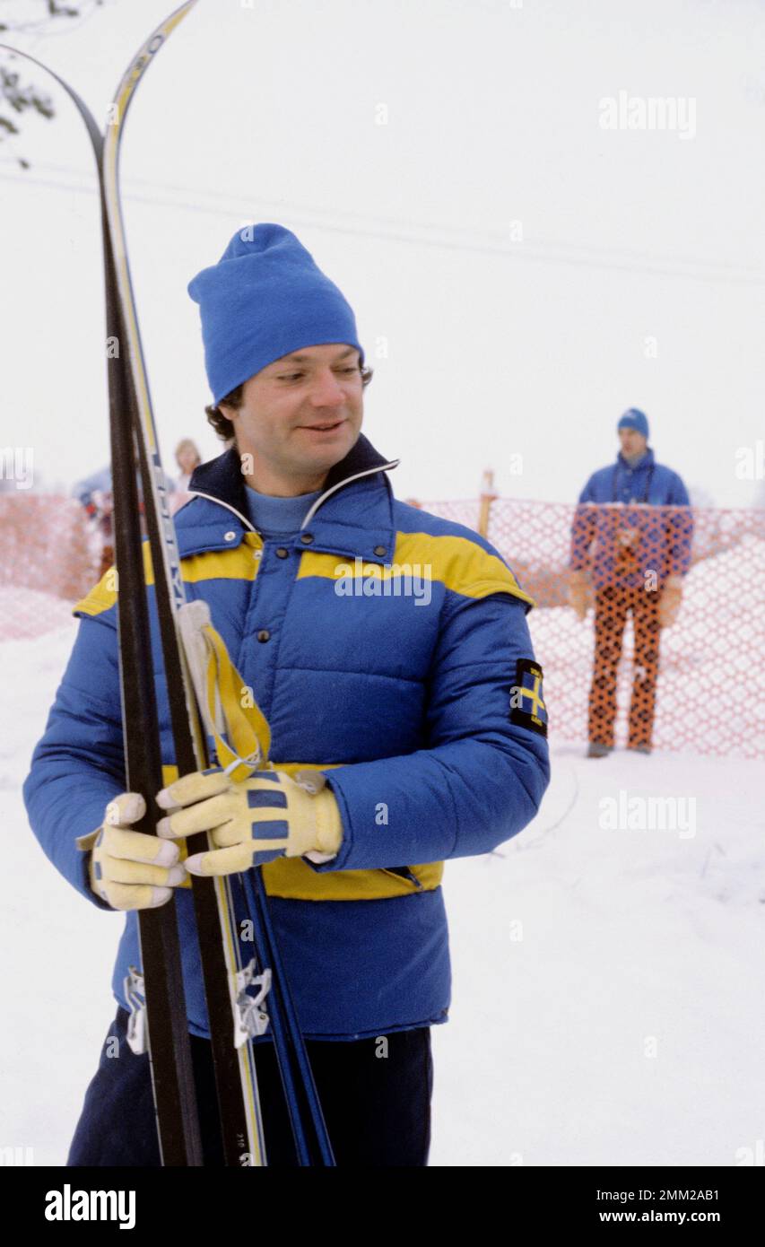 Carl XVI Gustaf, re di Svezia. Nato il 30 aprile 1946. Foto durante i campionati di sci svedesi a Mora 1979. Foto Stock