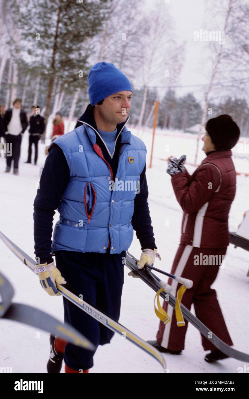 Carl XVI Gustaf, re di Svezia. Nato il 30 aprile 1946. Foto durante i campionati di sci svedesi a Mora 1979. Foto Stock