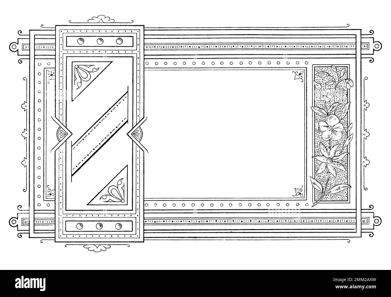 Antica illustrazione del 19th ° secolo di cornice tipografica. Pubblicato in Proben-Album, Buchdruckerei Julius Klinkhardt, Lipsia, Germania (1881). Foto Stock
