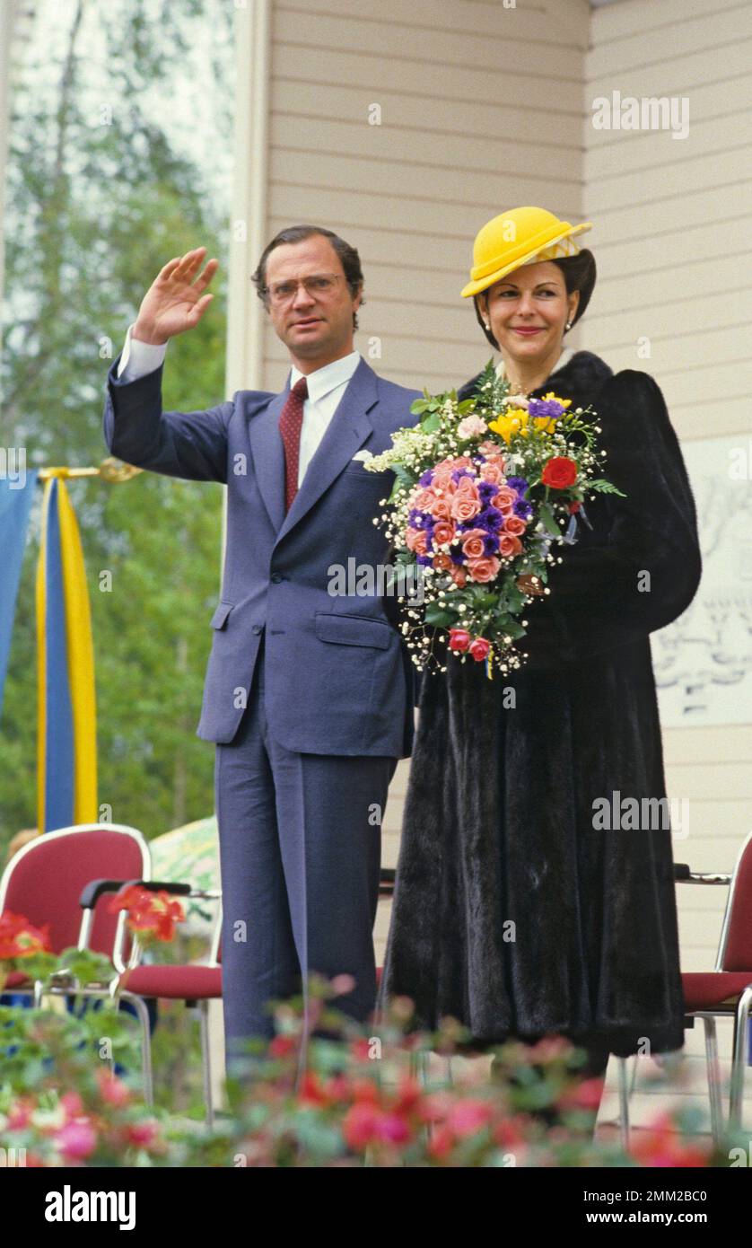Carl XVI Gustaf, re di Svezia. Nato il 30 aprile 1946. Il re Carlo XVI Gustaf e la regina Silvia 1985 Foto Stock