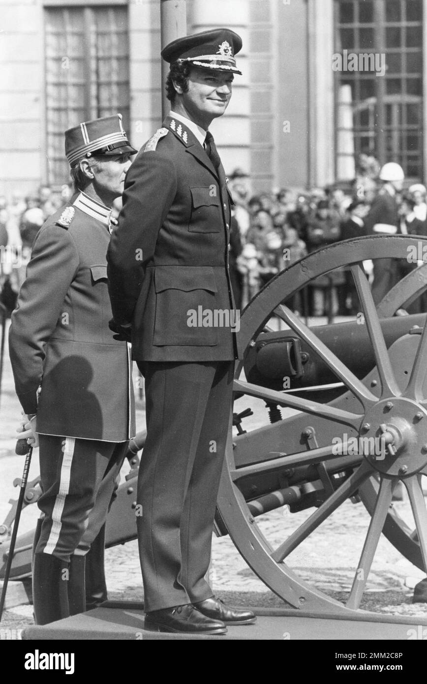 Re Carlo XVI Gustaf di Svezia il suo compleanno 30 aprile 1977. Foto Stock
