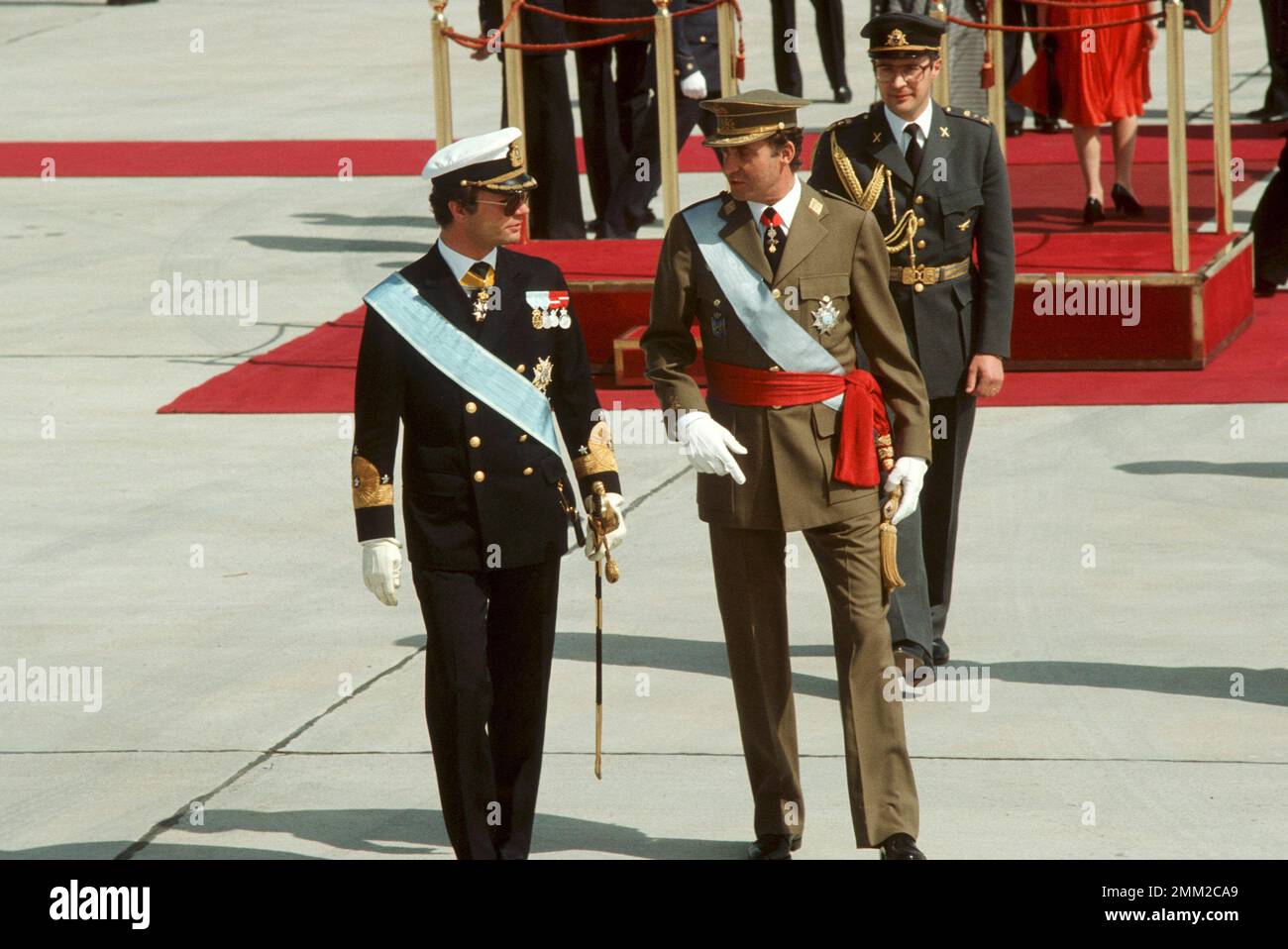 Carl XVI Gustaf, re di Svezia. Nato il 30 aprile 1946. Il re Carlo XVI Gustaf con il re Juan Carlos di Spagna 1983. Foto Stock