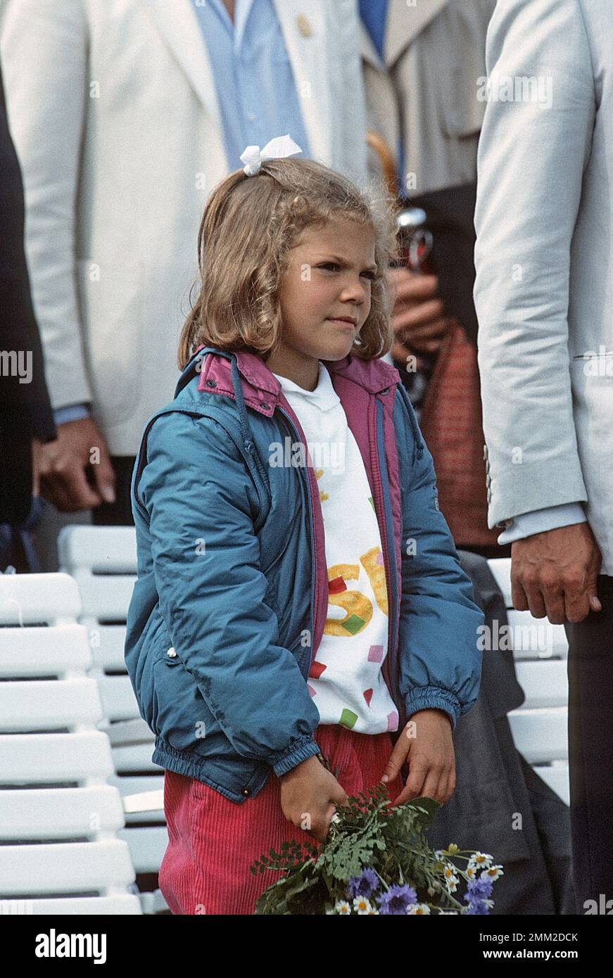 Carl XVI Gustaf, re di Svezia. Nato il 30 aprile 1946. Sua figlia principessa corona Victoria su Victoriaday 14 luglio 1984 Foto Stock