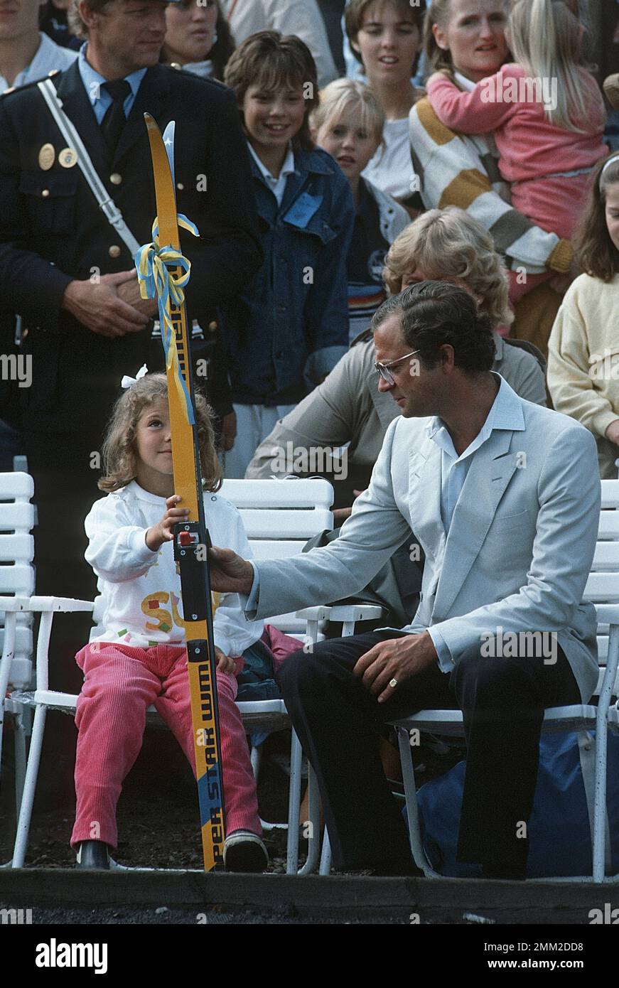 Carl XVI Gustaf, re di Svezia. Nato il 30 aprile 1946. Il re Carlo XVI Gustaf, principessa della corona Victoria su Victoriaday 14 luglio 1984 Foto Stock