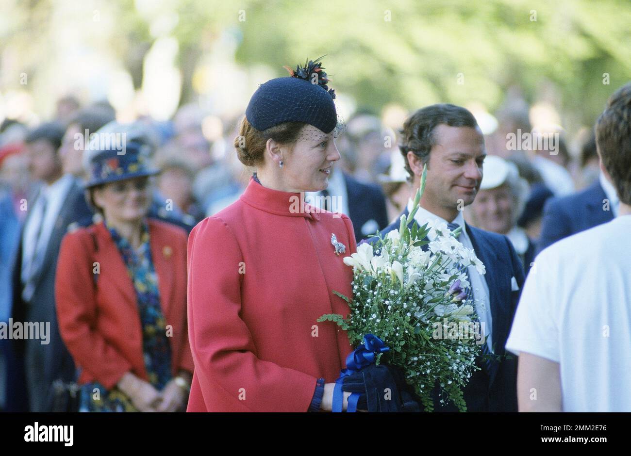 Carl XVI Gustaf, re di Svezia. Nato il 30 aprile 1946. Il re Carlo XVI con la regina Margrethe di Danimarca 1985. Foto Stock