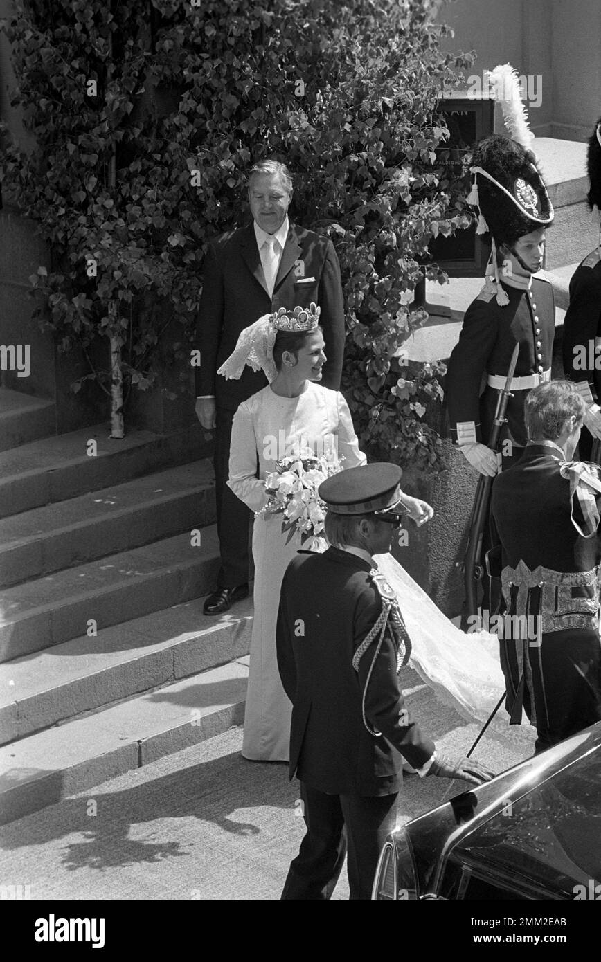 Matrimonio di Carlo XVI Gustaf e Silvia Sommerlath. Carl XVI Gustaf, re di Svezia. Nato il 30 aprile 1946. Le nozze 19 giugno 1976 a Storkyrkan Stoccolma. Foto Stock