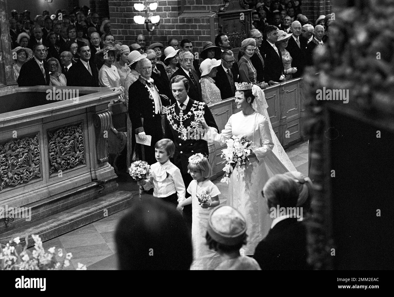 Matrimonio di Carlo XVI Gustaf e Silvia Sommerlath. Carl XVI Gustaf, re di Svezia. Nato il 30 aprile 1946. Le nozze 19 giugno 1976 a Storkyrkan Stoccolma. Foto Stock