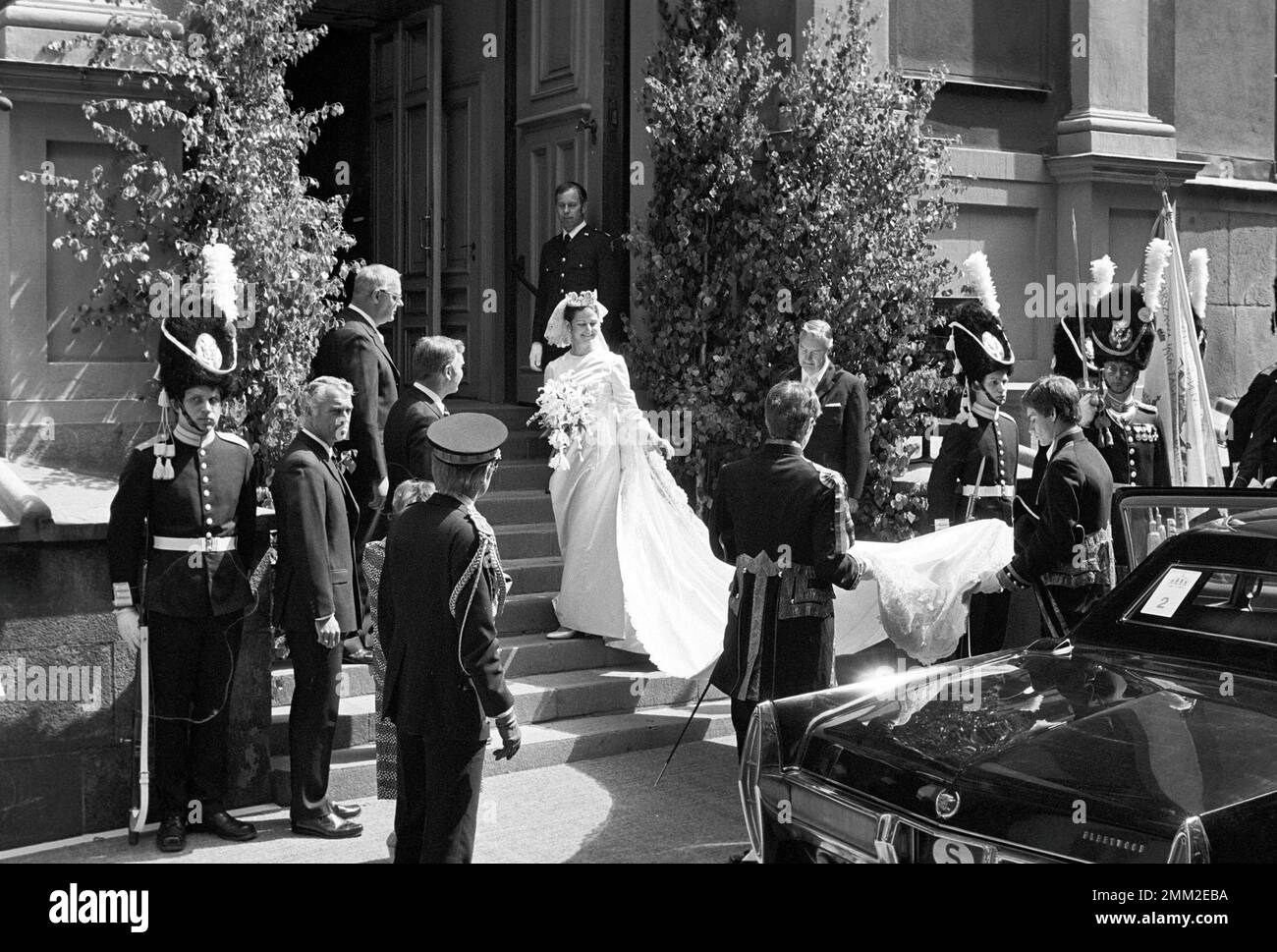 Matrimonio di Carlo XVI Gustaf e Silvia Sommerlath. Carl XVI Gustaf, re di Svezia. Nato il 30 aprile 1946. Le nozze 19 giugno 1976 a Storkyrkan Stoccolma. Foto Stock