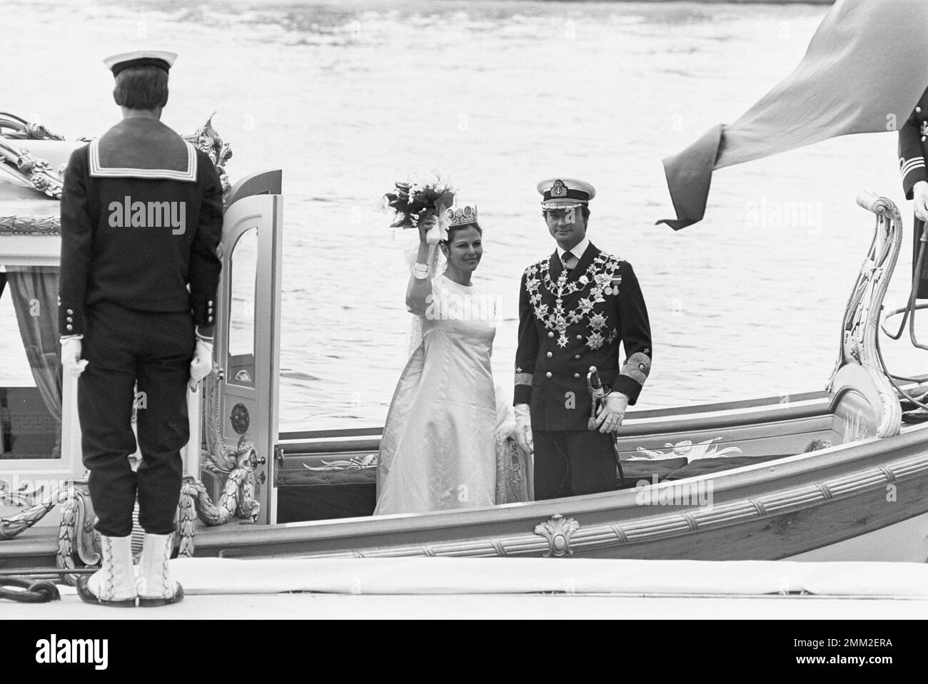 Matrimonio di Carlo XVI Gustaf e Silvia Sommerlath. Carl XVI Gustaf, re di Svezia. Nato il 30 aprile 1946. Il matrimonio 19 giugno 1976 a Stoccolma. Foto Stock