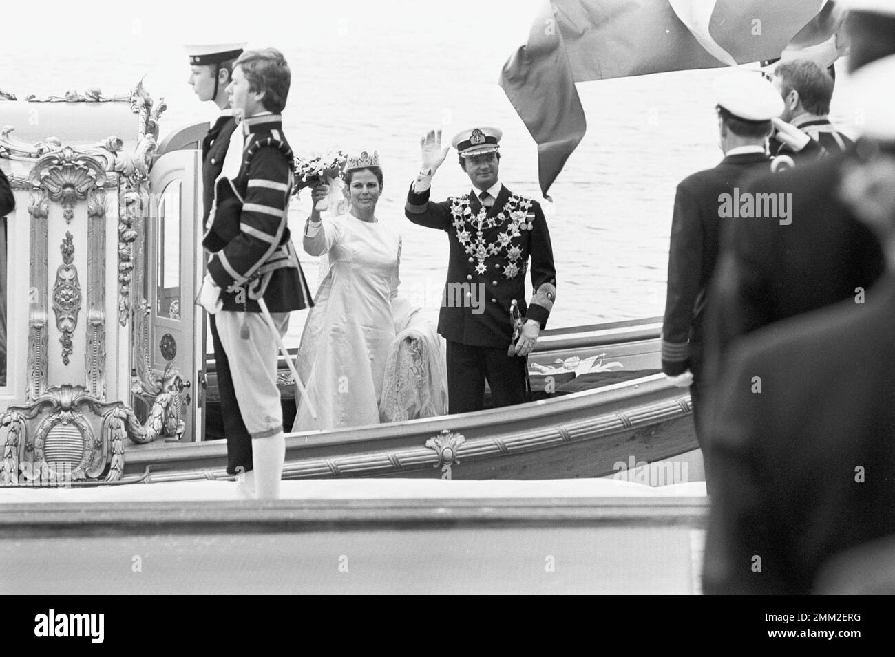 Matrimonio di Carlo XVI Gustaf e Silvia Sommerlath. Carl XVI Gustaf, re di Svezia. Nato il 30 aprile 1946. Il matrimonio 19 giugno 1976 a Stoccolma. Foto Stock
