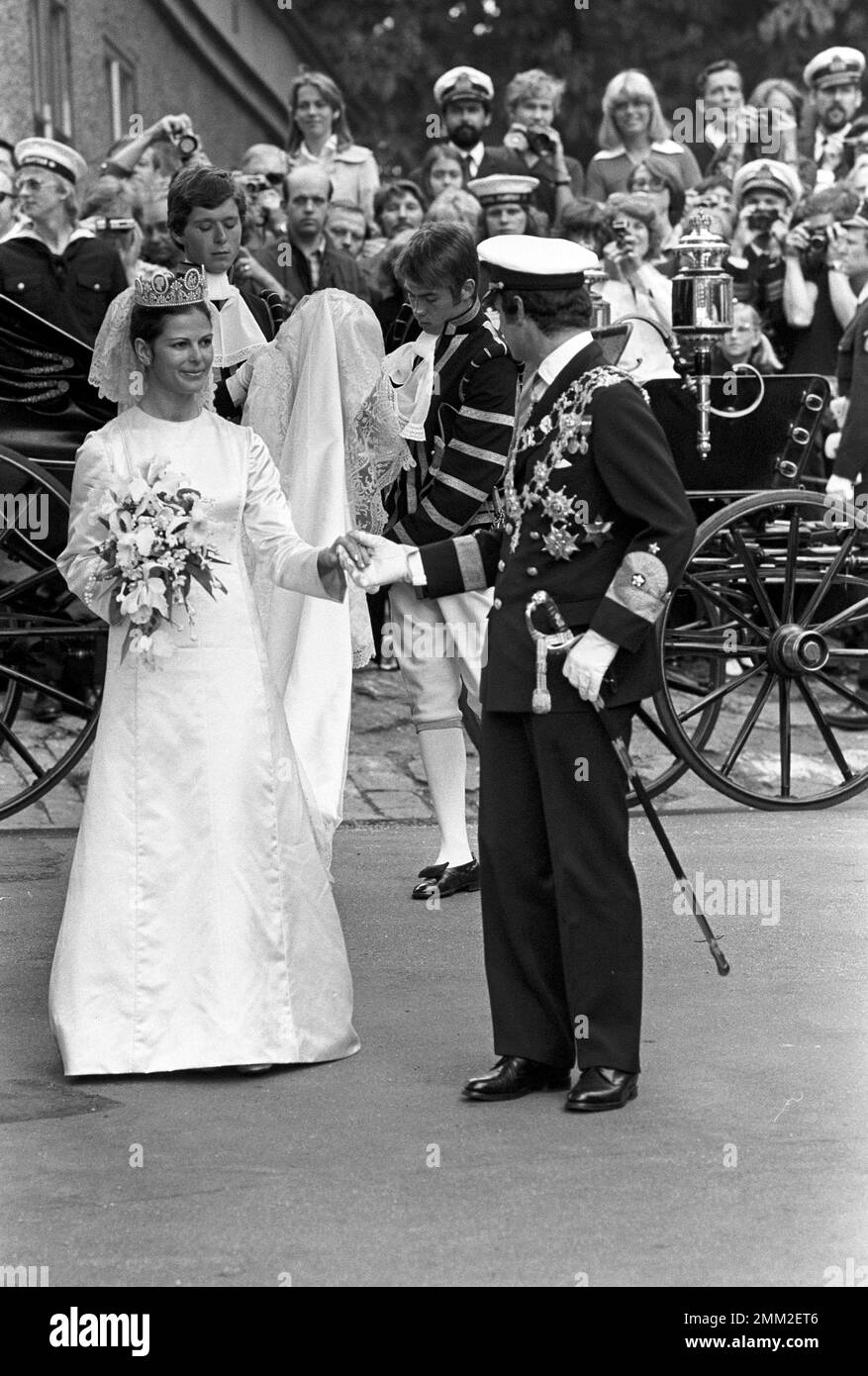 Matrimonio di Carlo XVI Gustaf e Silvia Sommerlath. Carl XVI Gustaf, re di Svezia. Nato il 30 aprile 1946. Il matrimonio 19 giugno 1976 a Stoccolma. Foto Stock