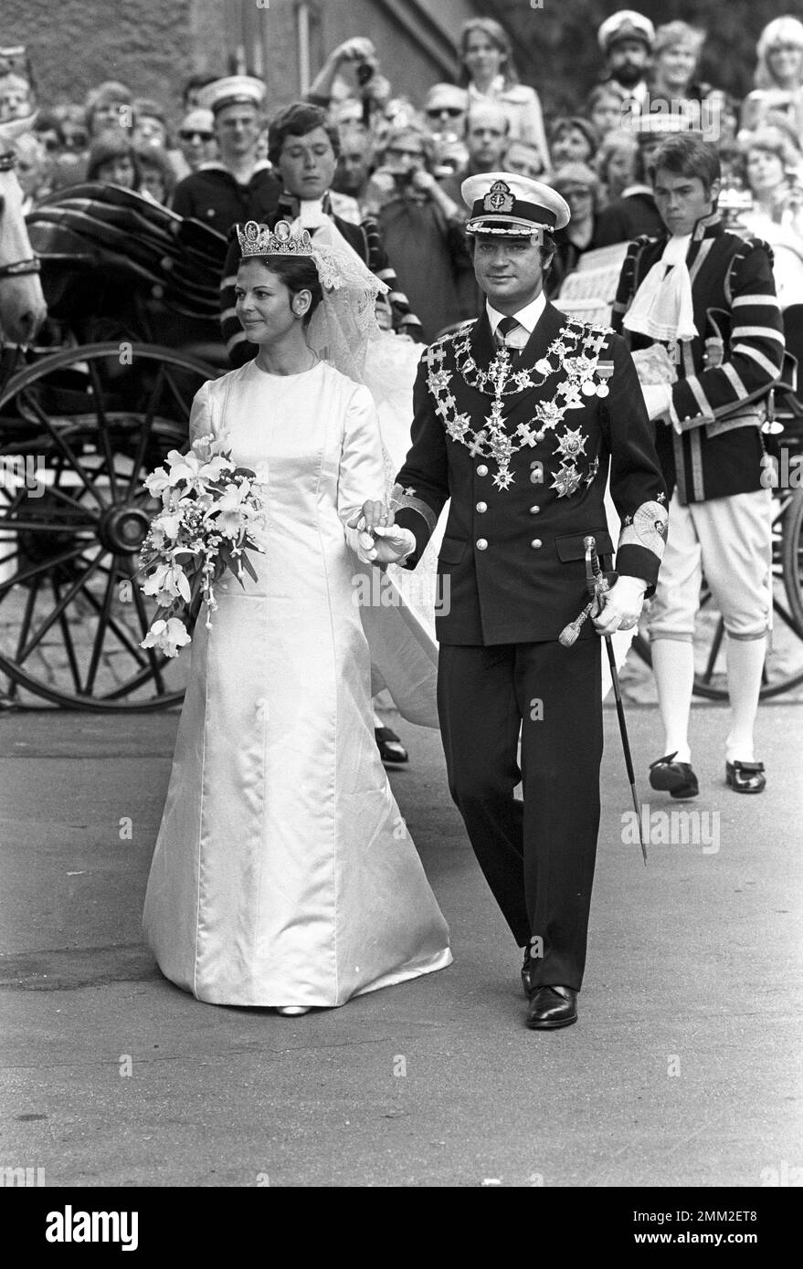 Matrimonio di Carlo XVI Gustaf e Silvia Sommerlath. Carl XVI Gustaf, re di Svezia. Nato il 30 aprile 1946. Il matrimonio 19 giugno 1976 a Stoccolma. Foto Stock