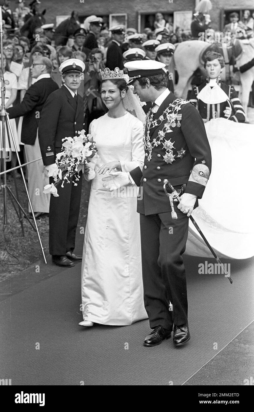 Matrimonio di Carlo XVI Gustaf e Silvia Sommerlath. Carl XVI Gustaf, re di Svezia. Nato il 30 aprile 1946. Il matrimonio 19 giugno 1976 a Stoccolma. Foto Stock