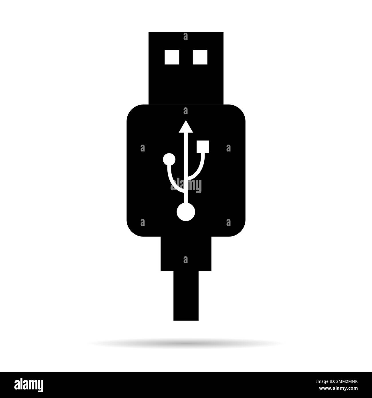 Cavo USB cavo icona tecnologia con ombra, collegare segno dispositivo, elettronico portatile simbolo, vettore illustrazione media . Illustrazione Vettoriale