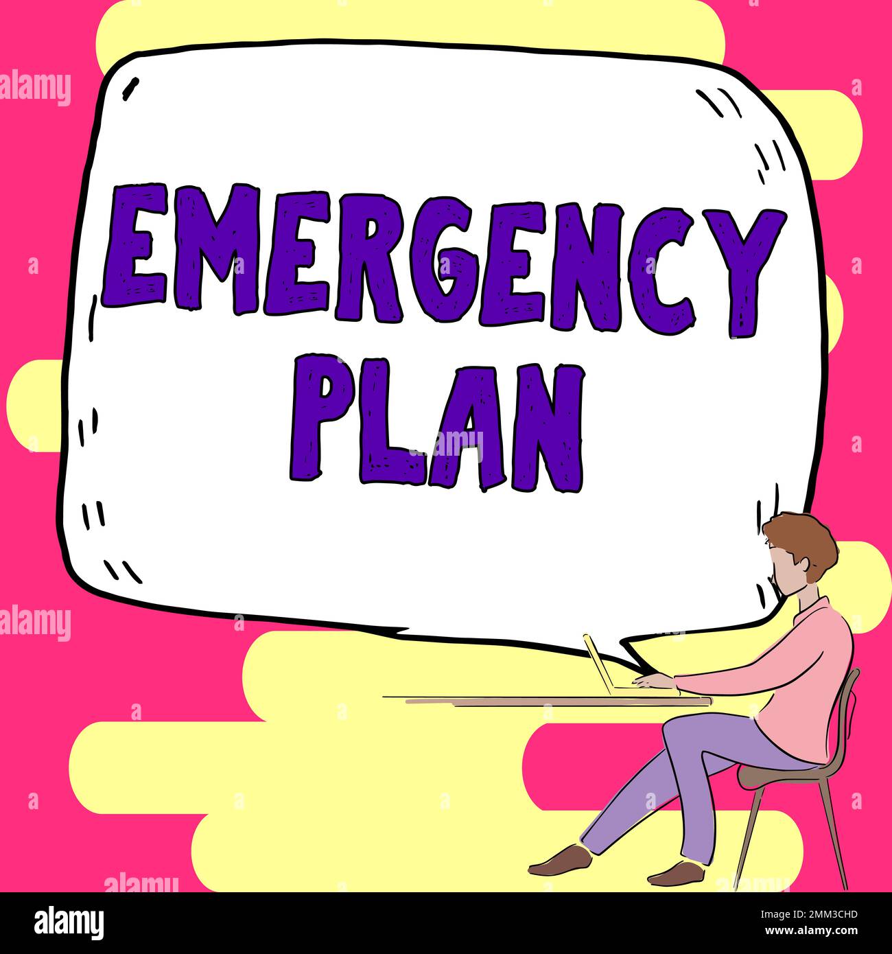 Scrittura del testo piano di emergenza. Concetto che significa procedure per la risposta alle emergenze importanti essere preparati Foto Stock
