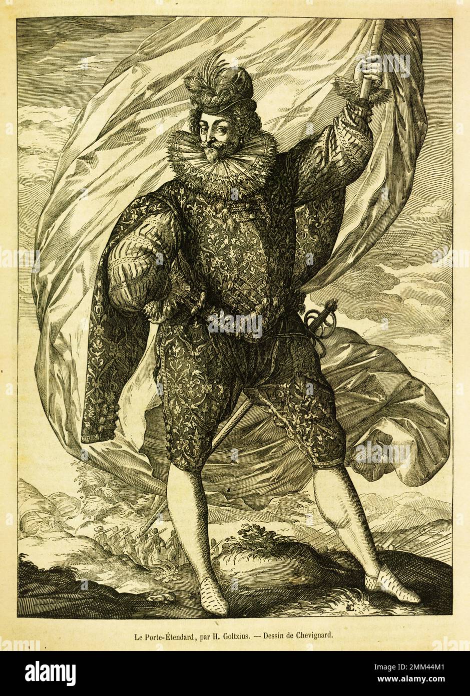 Ritratto di Hendrik Goltzius, printmaker olandese, disegnatore e pittore. Nacque nel 1558 vicino a Venlo, Olanda, e morì il 1 gennaio 1617, Haarle Foto Stock