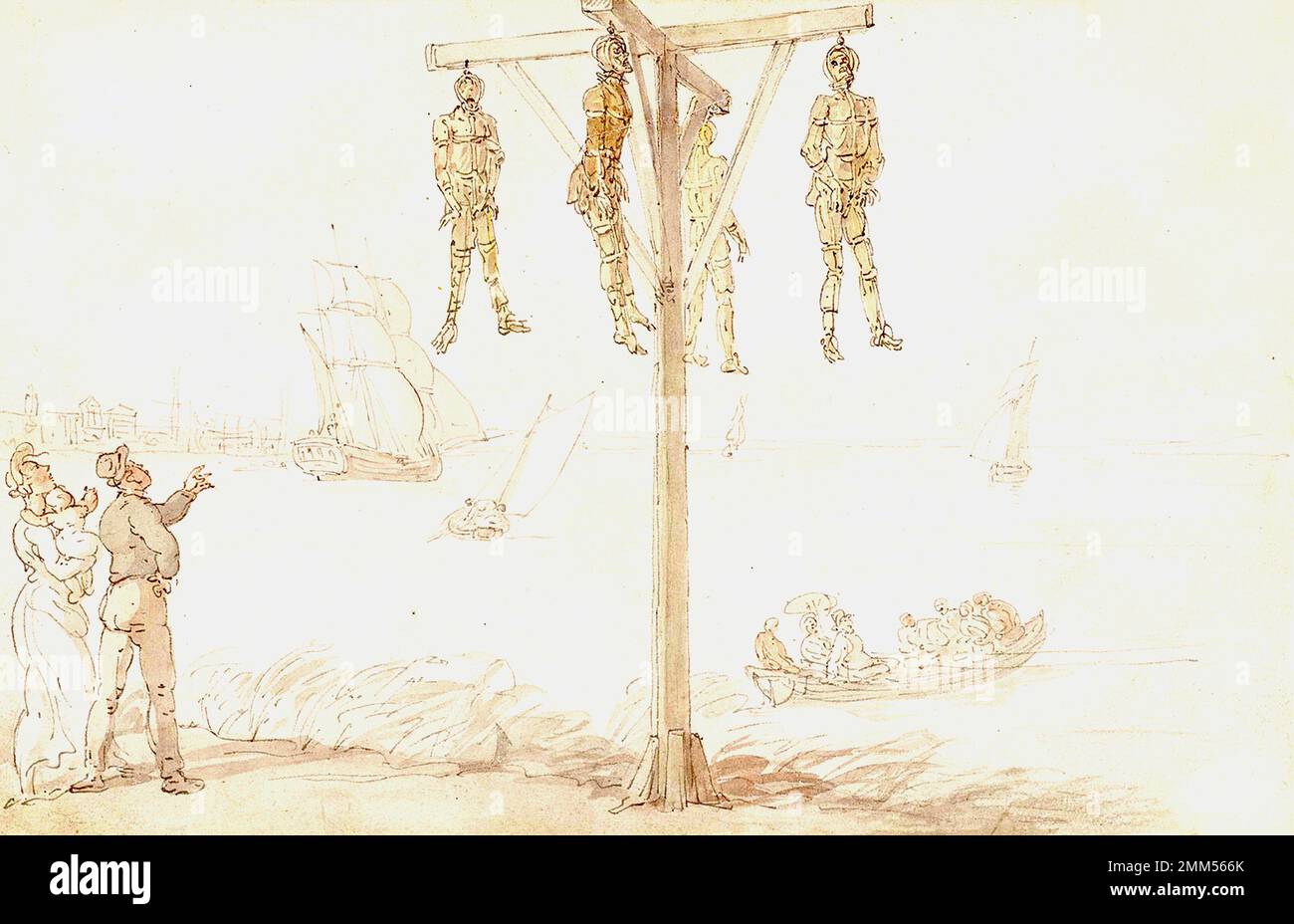 Thomas Rowlandson - Un Gibet sul Tamigi - c1790 Foto Stock