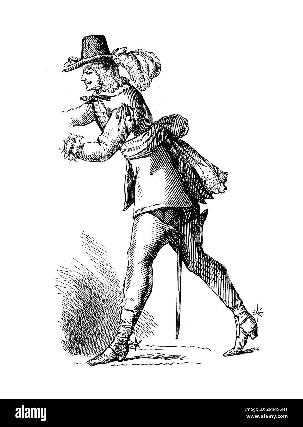 Antica illustrazione del costume francese - Capo dello staff - 1647 Foto Stock