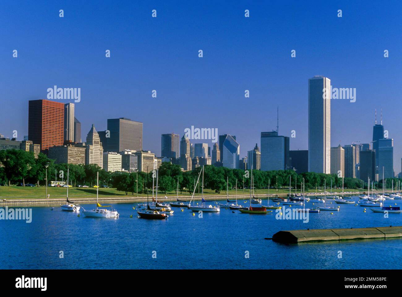 1988 STORICO PORTO DI CHICAGO, CENTRO DI CHICAGO, ILLINOIS, USA Foto Stock