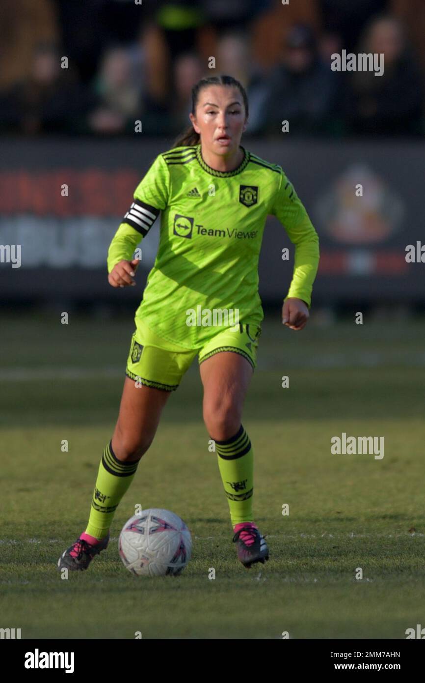 Hetton, Regno Unito. 21st Jan, 2023. Katie Zelem durante la partita della Coppa fa femminile del quarto turno tra Sunderland e Manchester United a Eppleton CW, Hetton domenica 29th gennaio 2023. (Credit: Scott Llewellyn | NOTIZIE MI) Credit: NOTIZIE MI & Sport /Alamy Live News Foto Stock