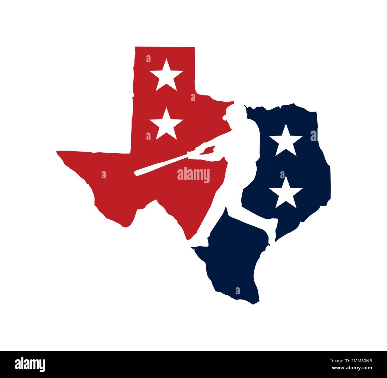 Un logo con illustrazione vettoriale del logo del Texas Baseball Team Championship con mappa stato del texas con giocatore di baseball Illustrazione Vettoriale