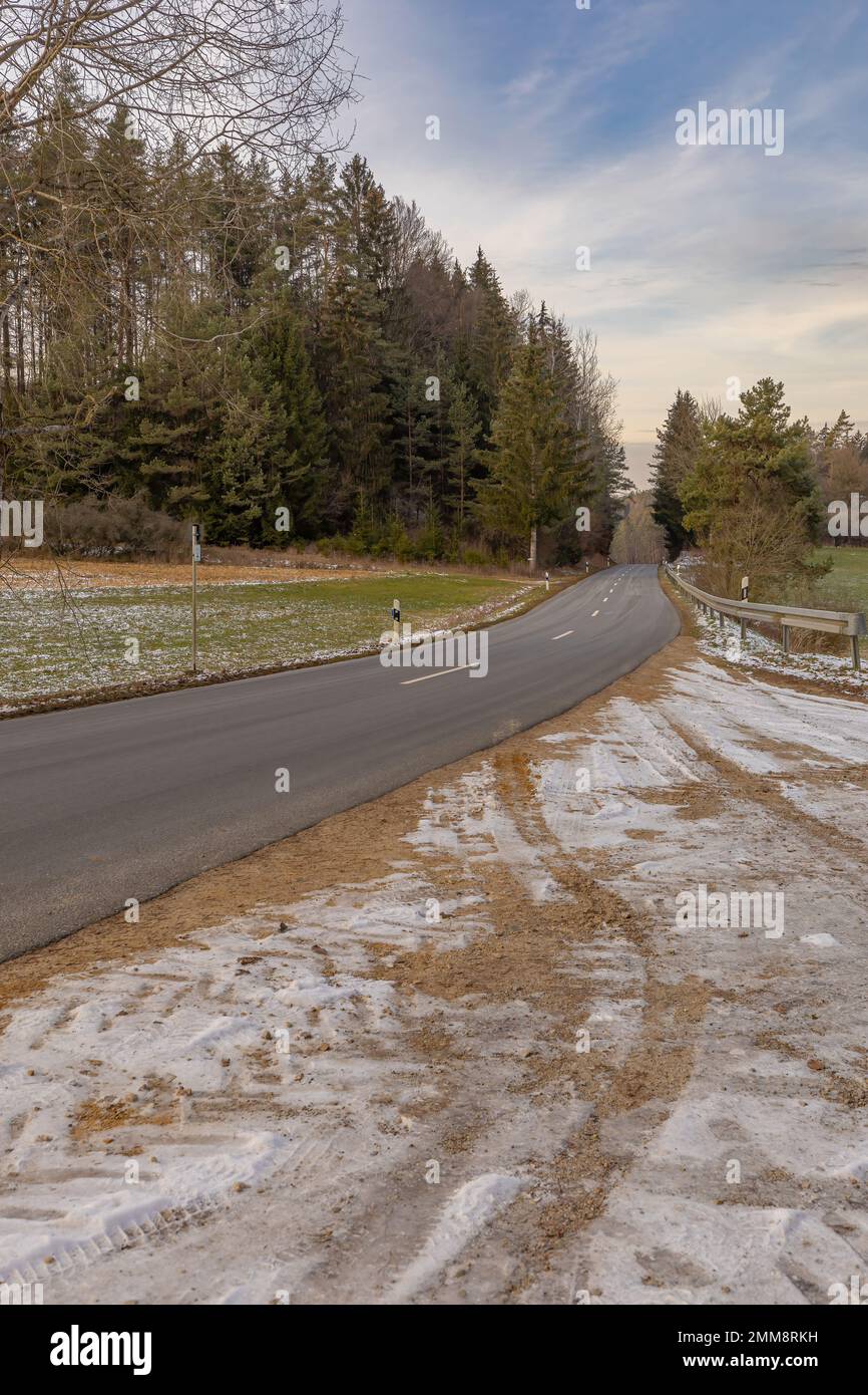 strada nei boschi Foto Stock